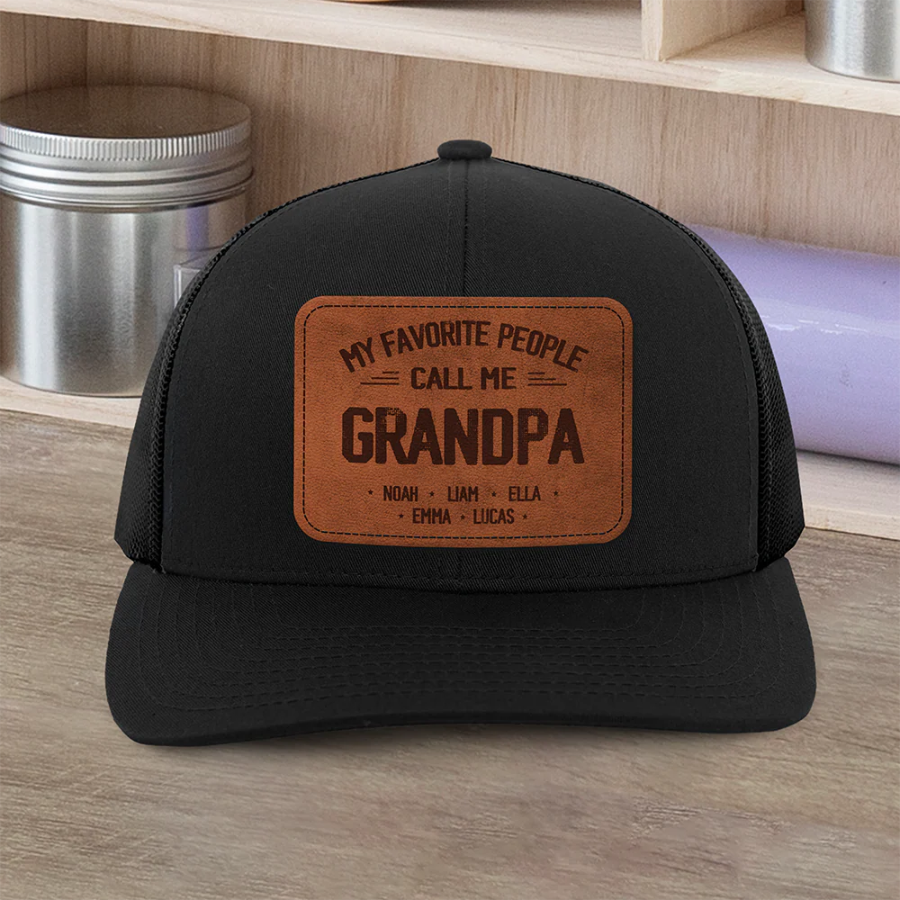 Custom Name My Favorite People Call Me Daddy Leather Patch Hat HO82 902302 - Image 2