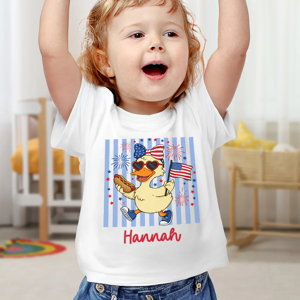 Custom Name Patriotic Duck 4th Of July Baby Onesie - Independence Day Outfit for Baby LM32 669215 - Image 3