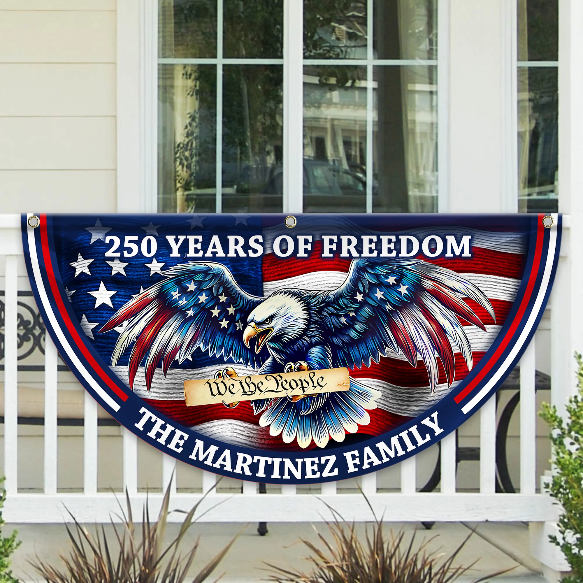 Custom Name Patriotic Eagle We The People Non-Pleated Fan Flag CH07 910562 - Image 2
