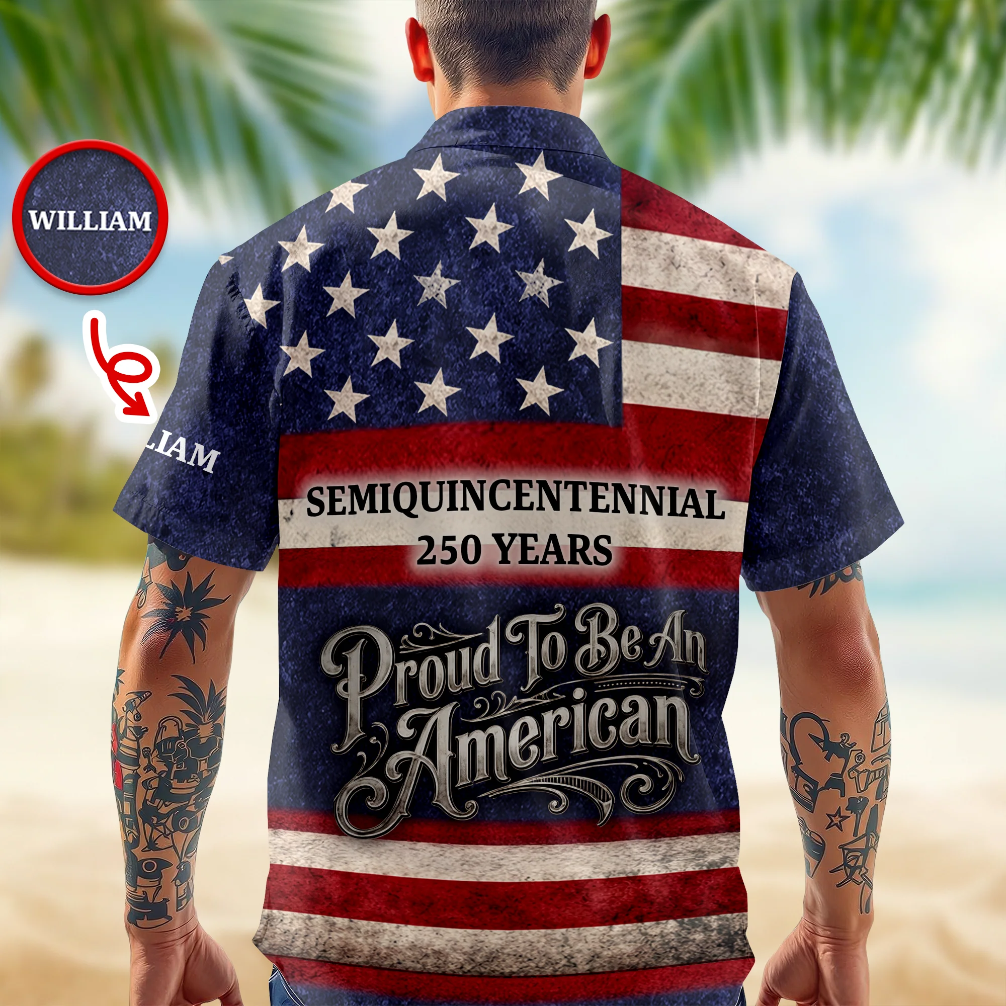 Custom Name Proud To Be An American Semiquincentennial 250 Years Hawaii Shirt HO82 902176 - Image 5