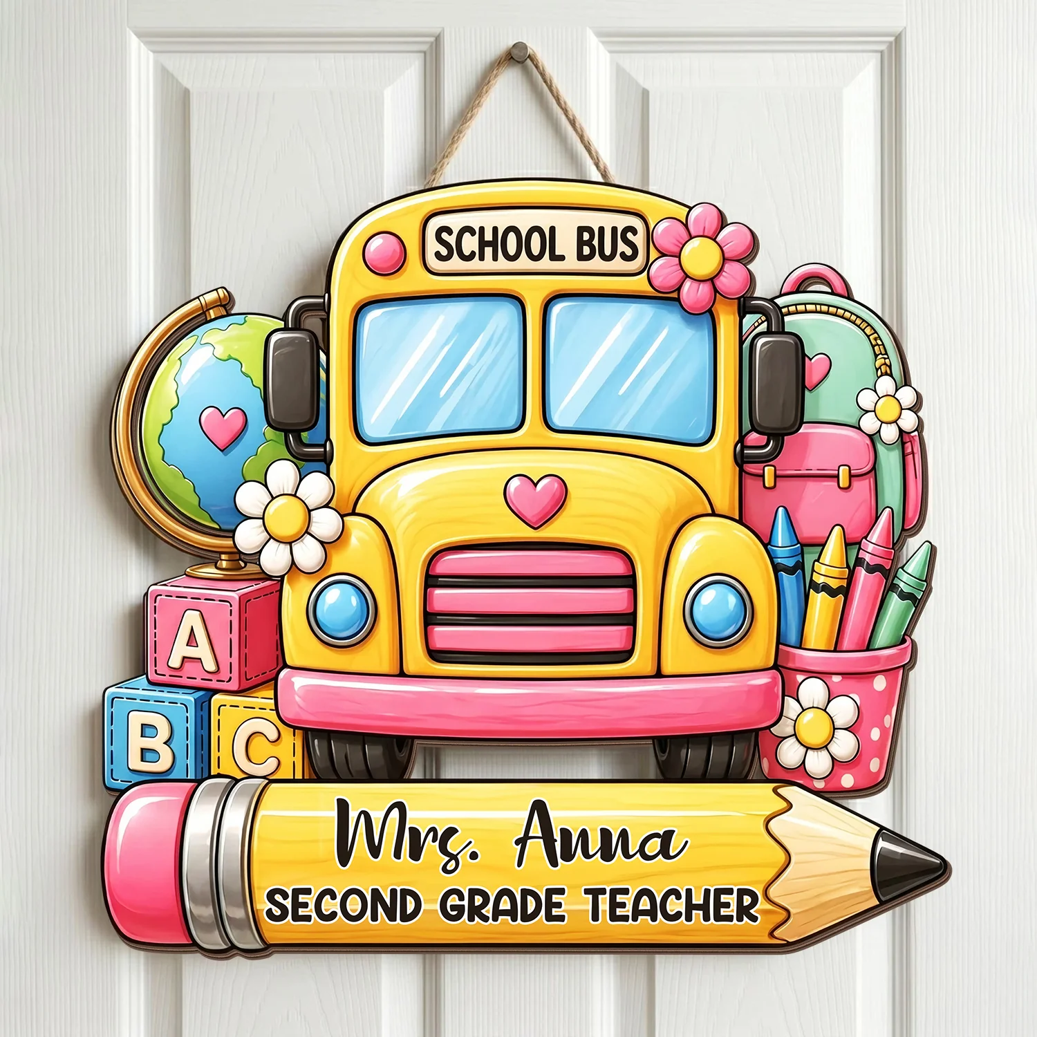 Custom Name Teacher School Bus Door Sign - Personalized Classroom Decor CH07 180050 - Image 5