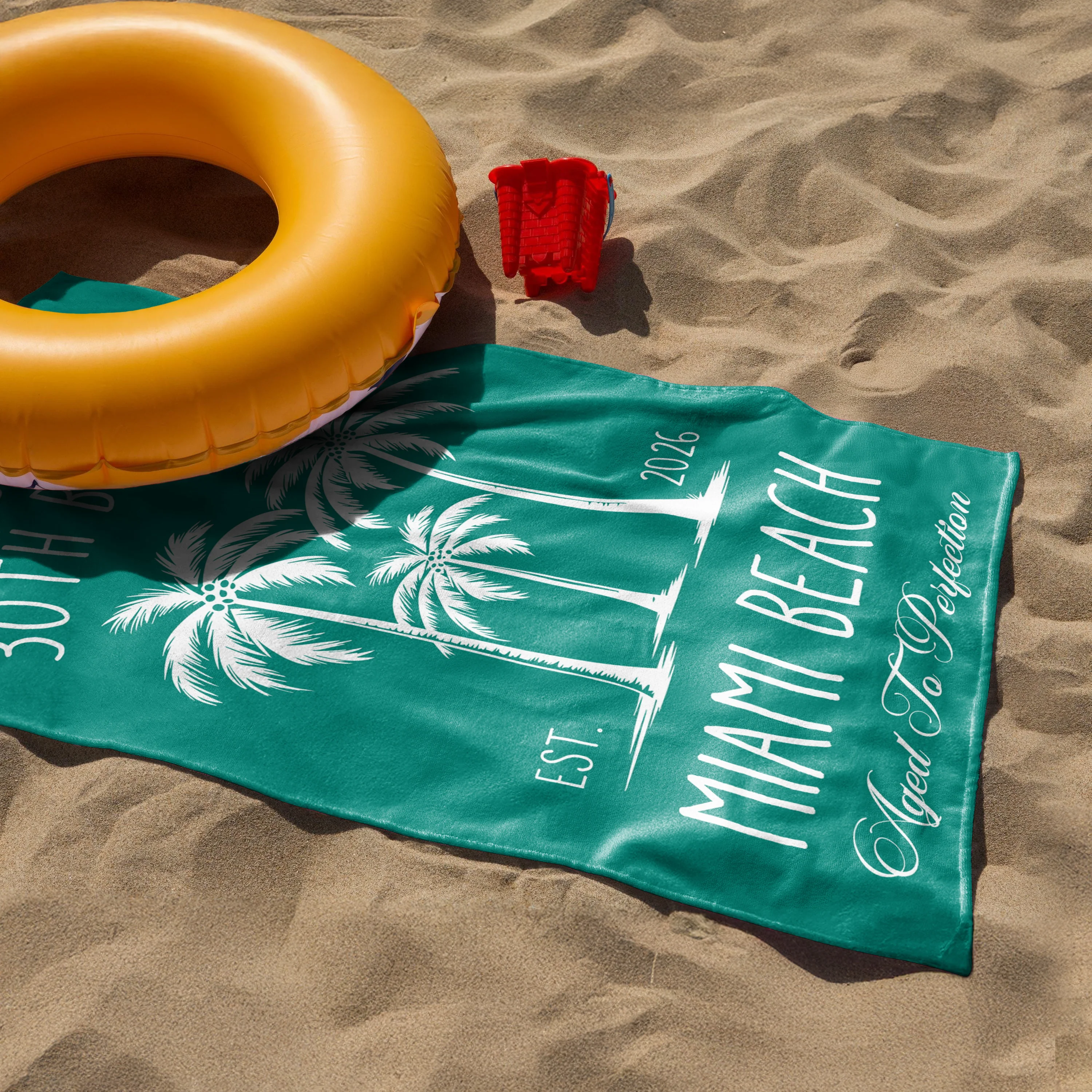 Custom Name Tropical Palm Tree Beach Towel – Personalized Birthday Gift, Summer Vacation Towel LM32 899669 - Image 4