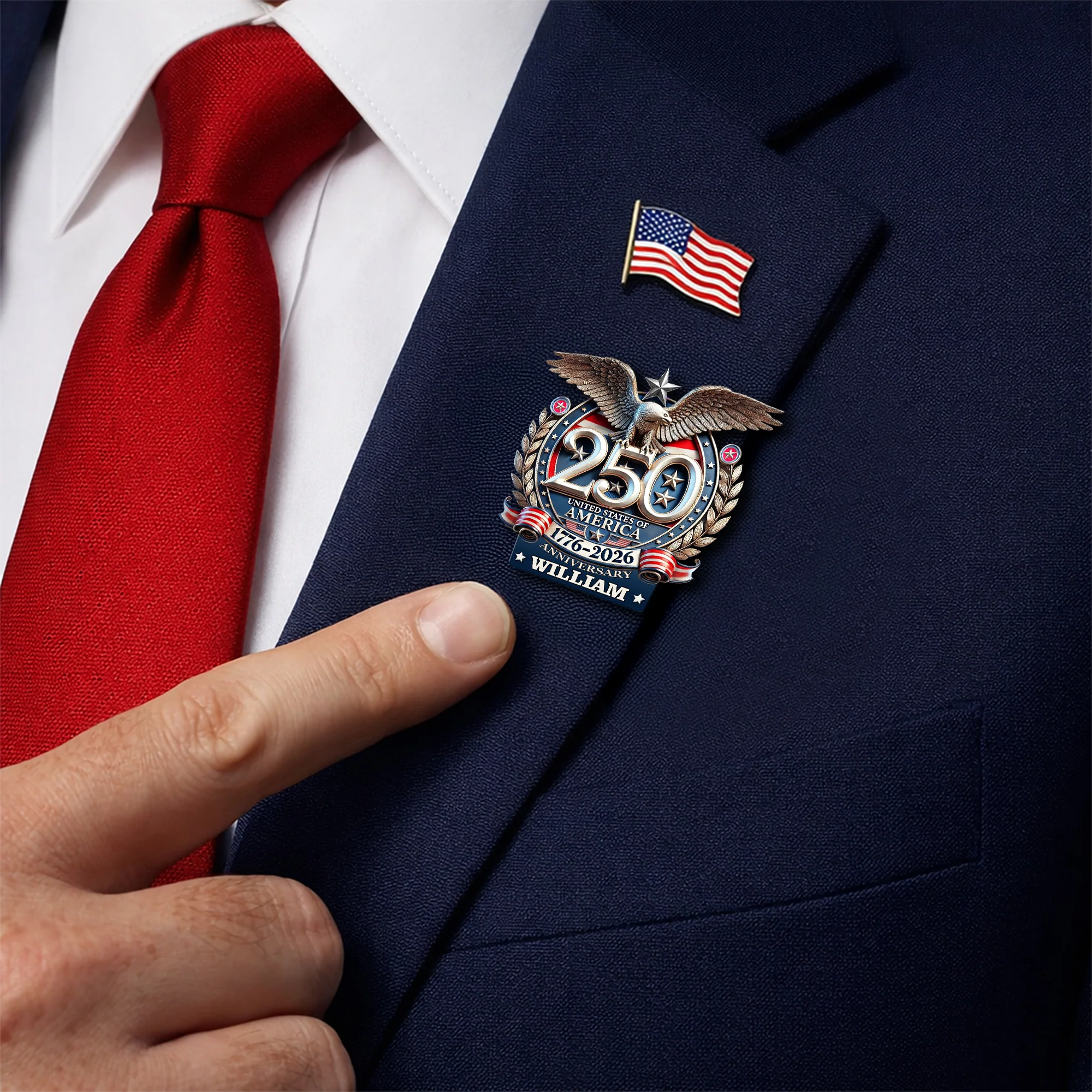 Custom Name United States Of America 250th Anniversary 1776-2026 Eagle Stainless Steel Metal Pin LM32 899523 - Image 2