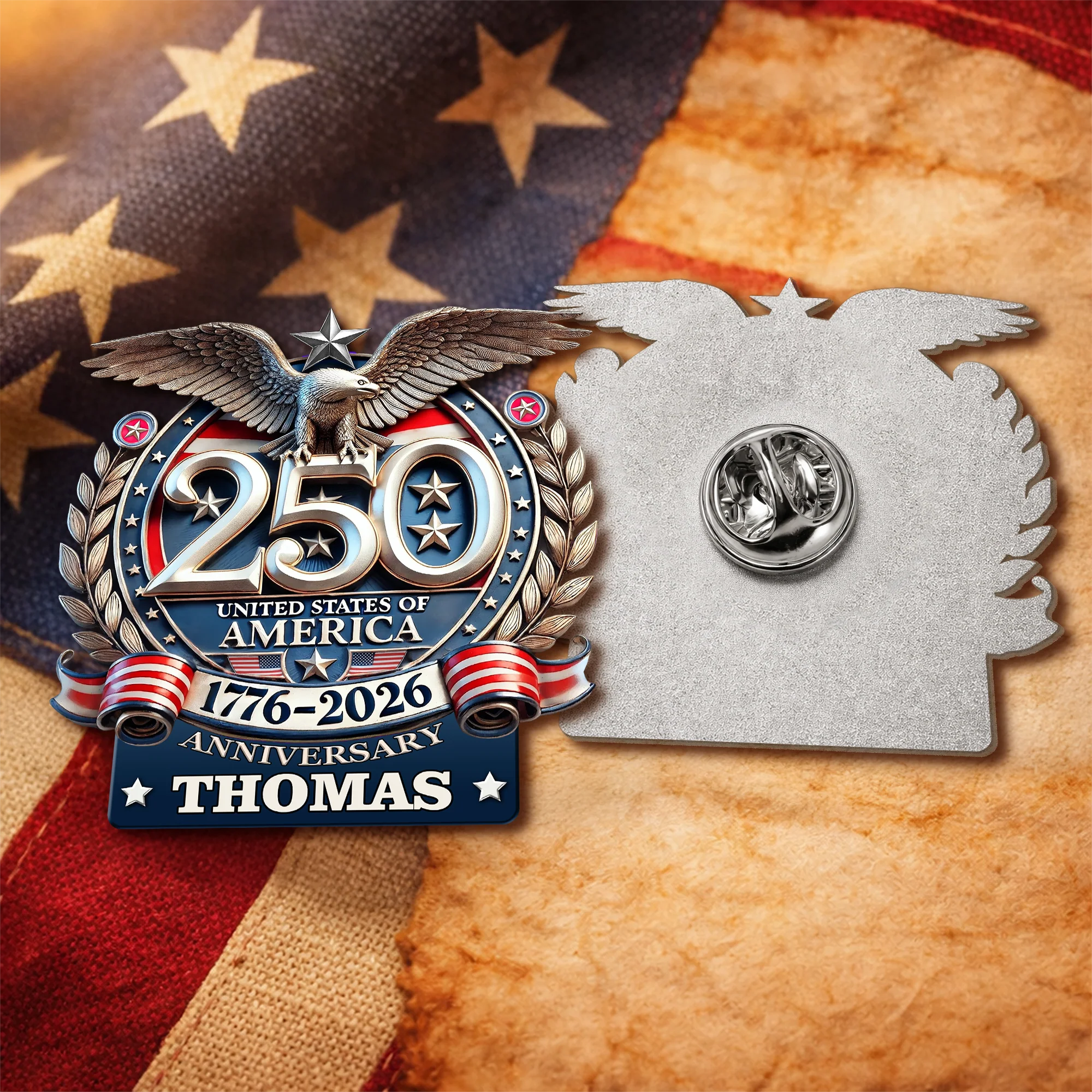 Custom Name United States Of America 250th Anniversary 1776-2026 Eagle Stainless Steel Metal Pin LM32 899523 - Image 3