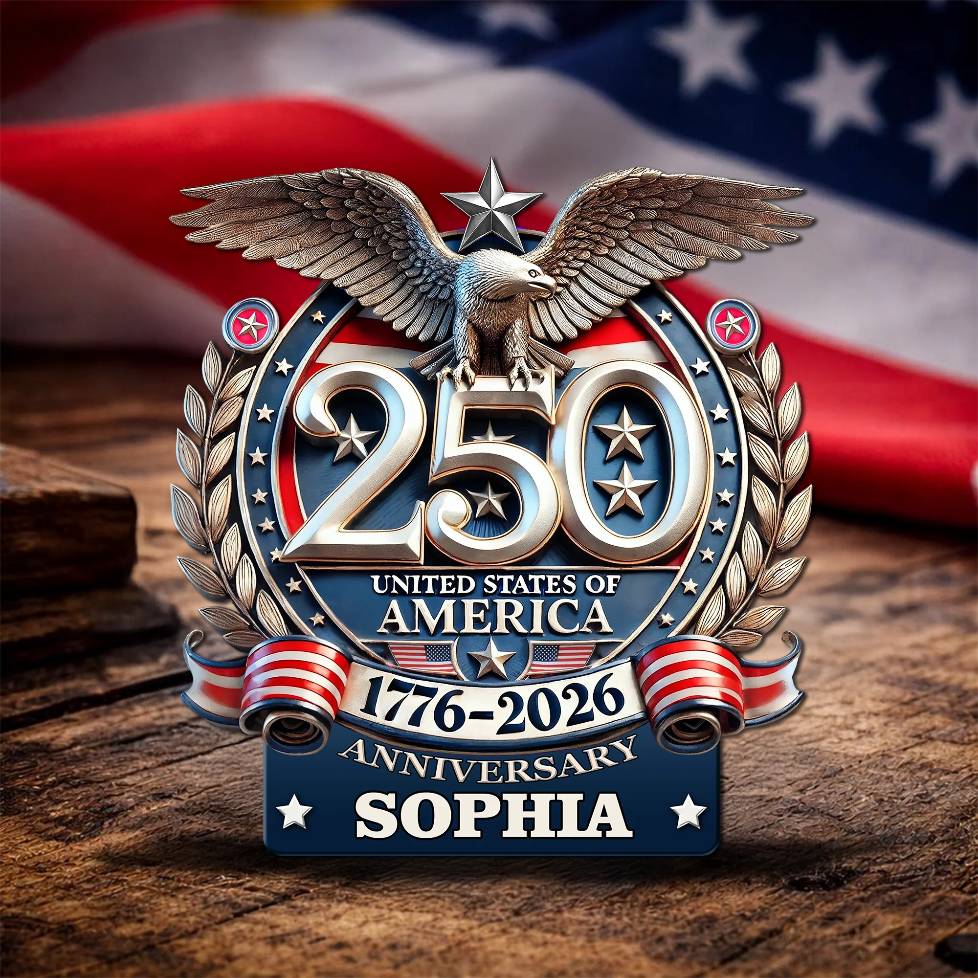 Custom Name United States Of America 250th Anniversary 1776-2026 Eagle Stainless Steel Metal Pin LM32 899523 - Image 4