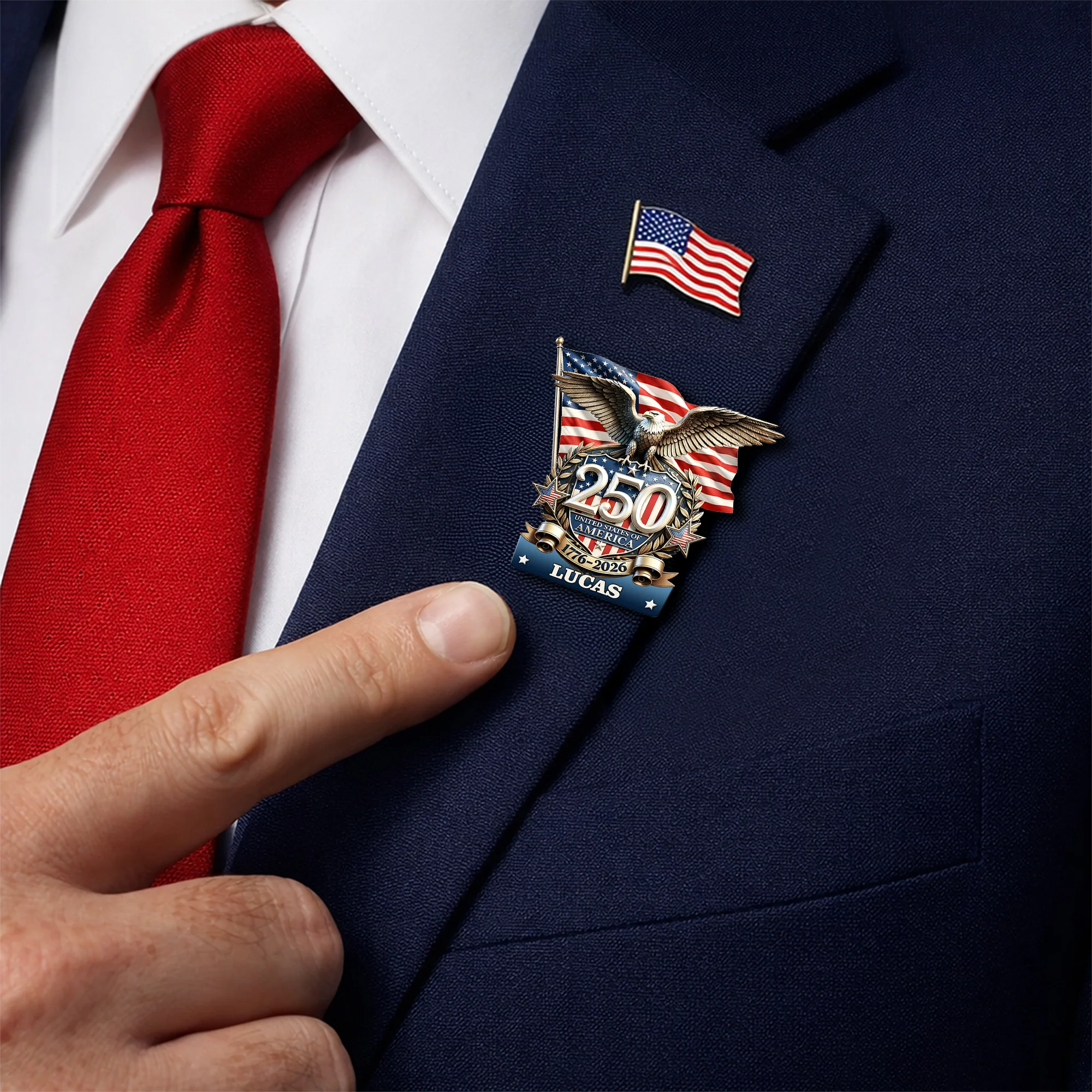 Custom Name United States Of America 250th Anniversary 1776-2026 Eagle Stainless Steel Metal Pin LM32 899535 - Image 2