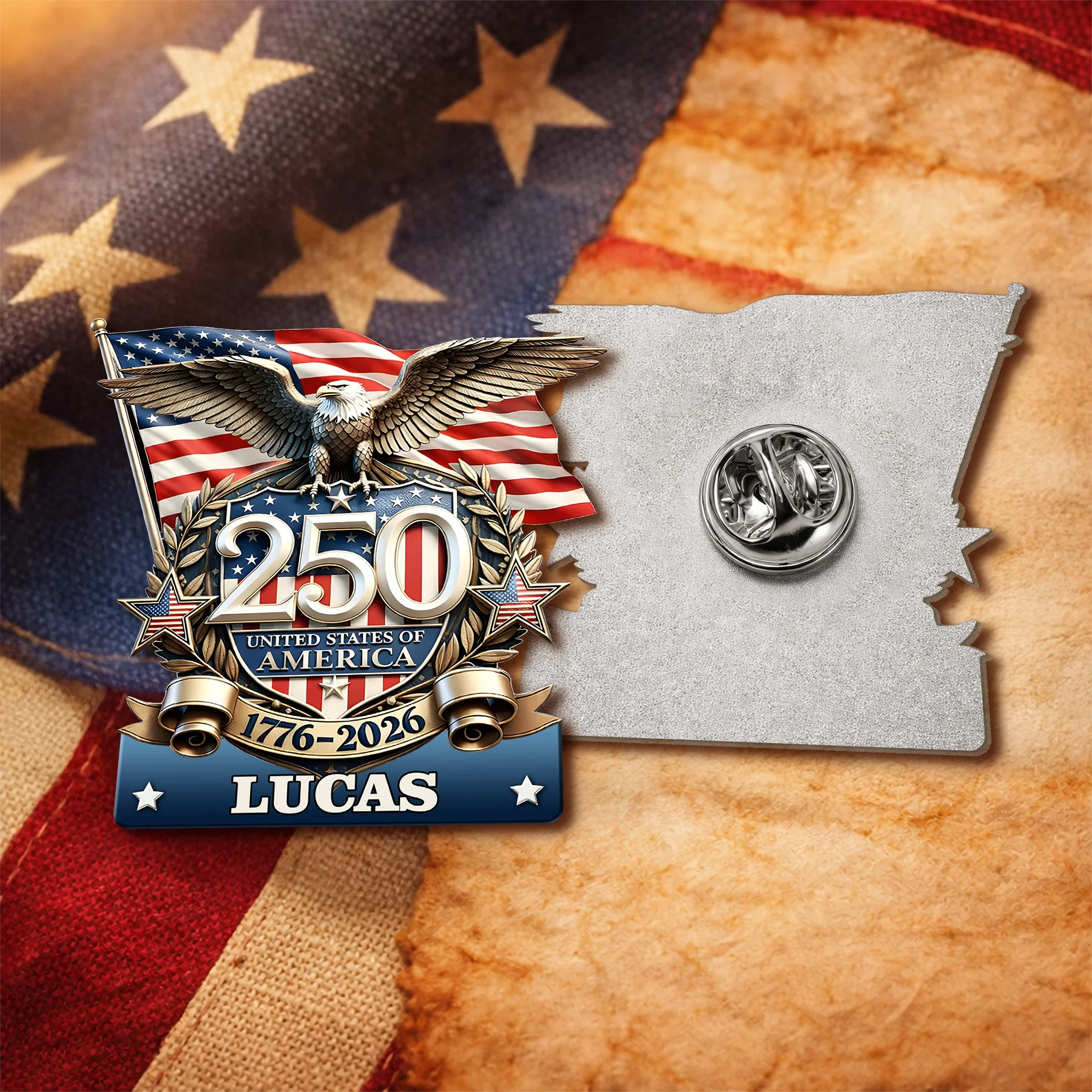Custom Name United States Of America 250th Anniversary 1776-2026 Eagle Stainless Steel Metal Pin LM32 899535 - Image 3