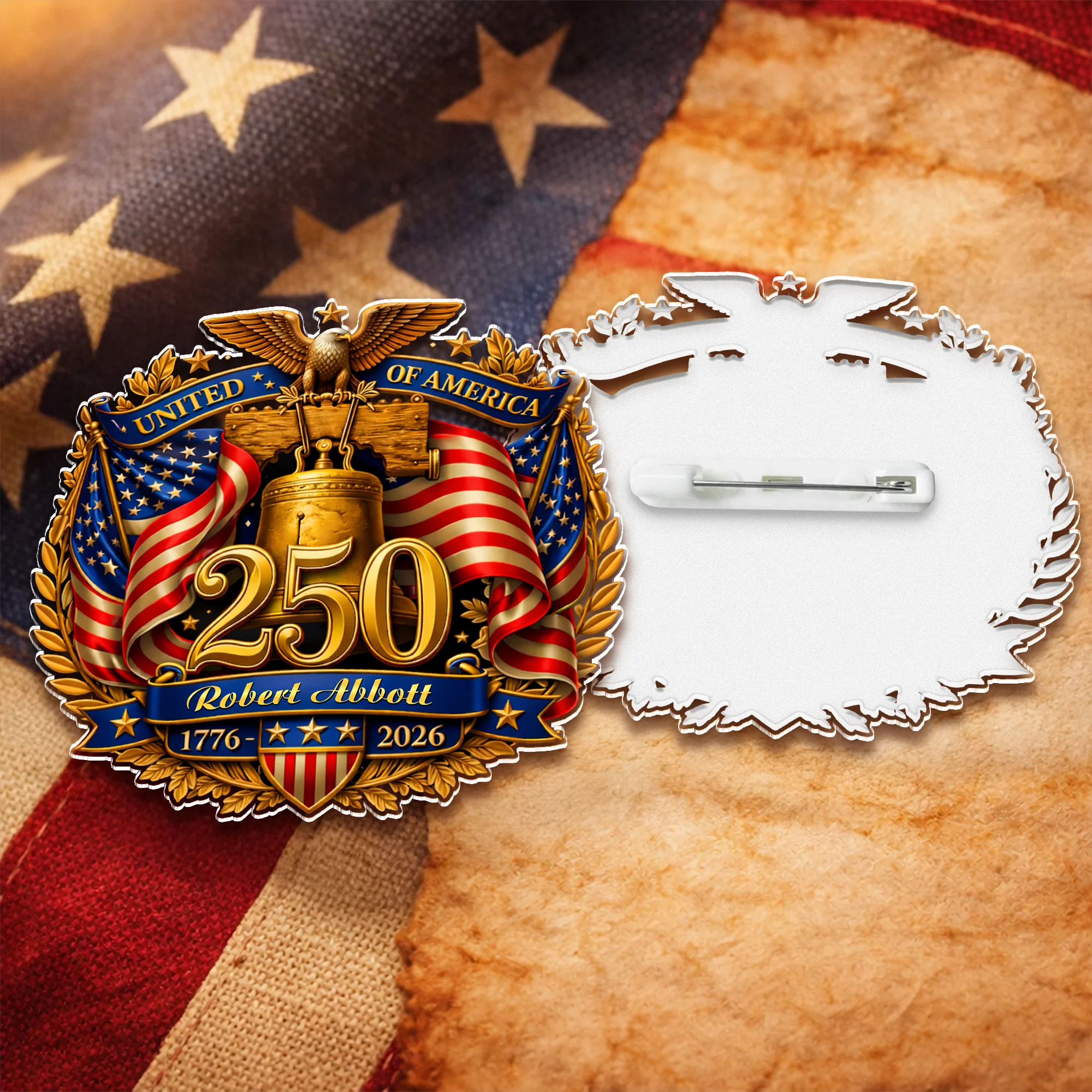 Custom Name USA 250th Anniversary Eagle Acrylic Pin HA75 920964 - Image 3