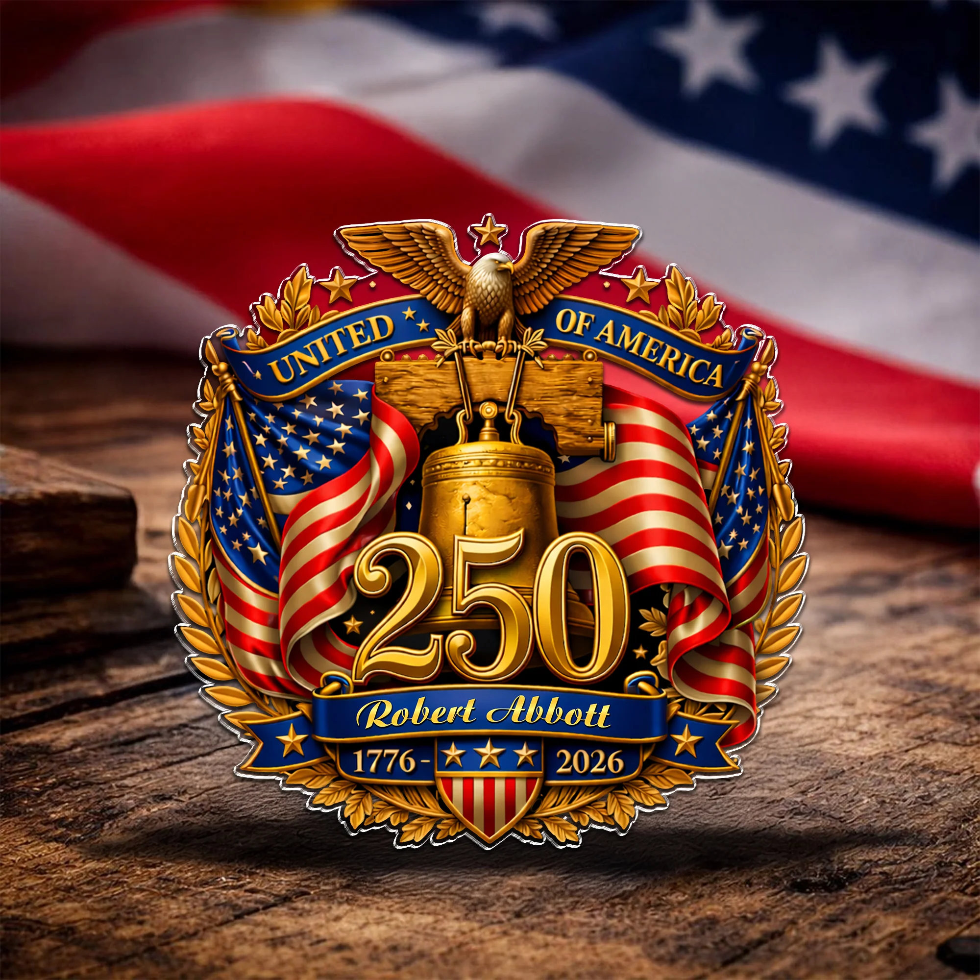 Custom Name USA 250th Anniversary Eagle Acrylic Pin HA75 920964 - Image 4