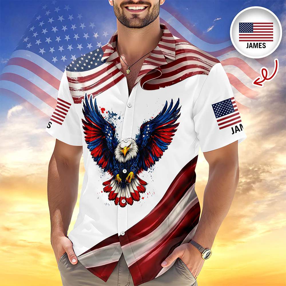 Custom Name USA 250th Anniversary Eagle Hawaii Shirt - Personalized Patriotic America 1776-2026 HO82 902082 - Image 2