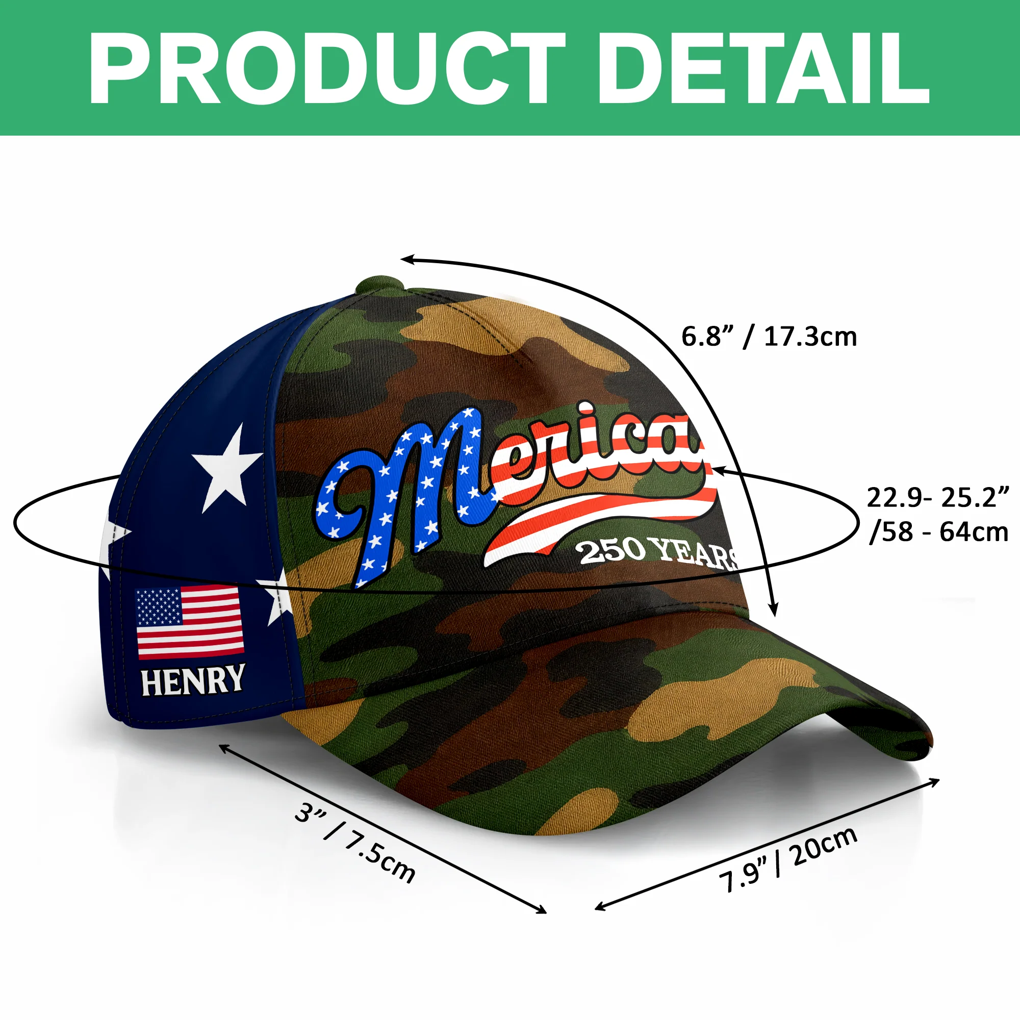 Custom Name USA Patriotic Merica 250 Years Classic Cap HO82 902856 - Image 7
