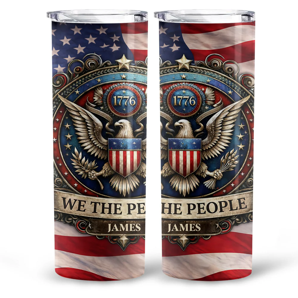 Custom Name We The People American 250 Eagle Flag Skinny Tumbler LM32 899055 - Image 3