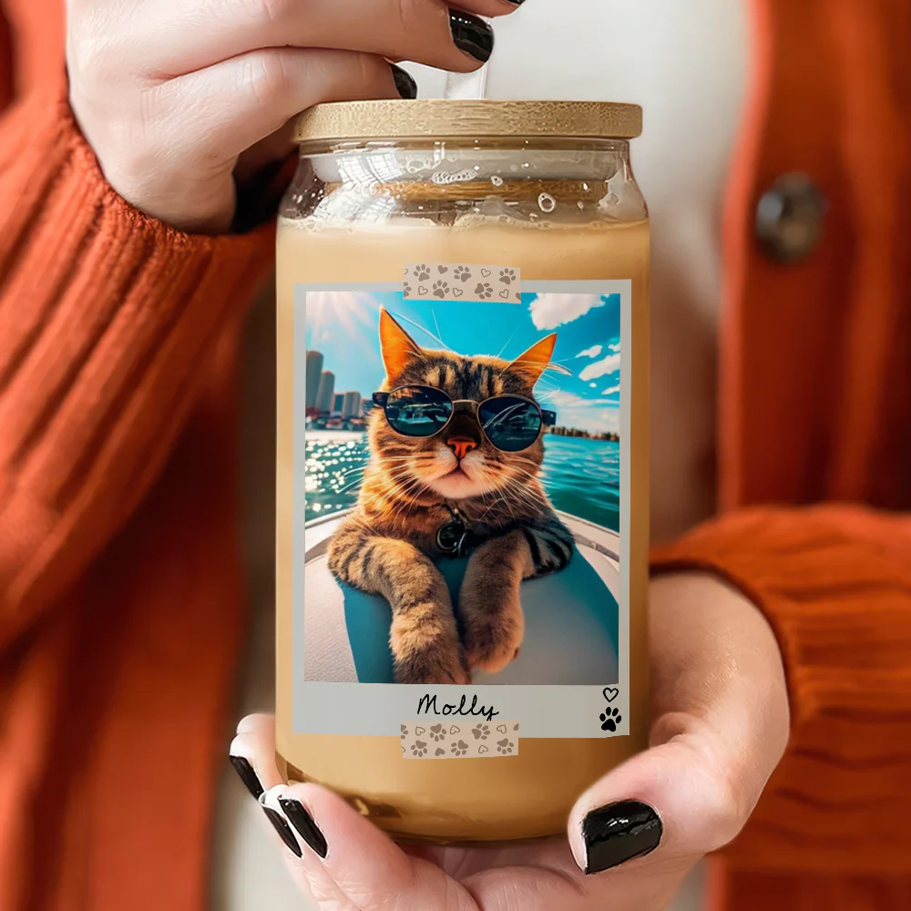 Custom Pet Photo Best Dog Mom Ever Glass Can With Lid Gift for Pet Lovers TH10 169005 - Image 2
