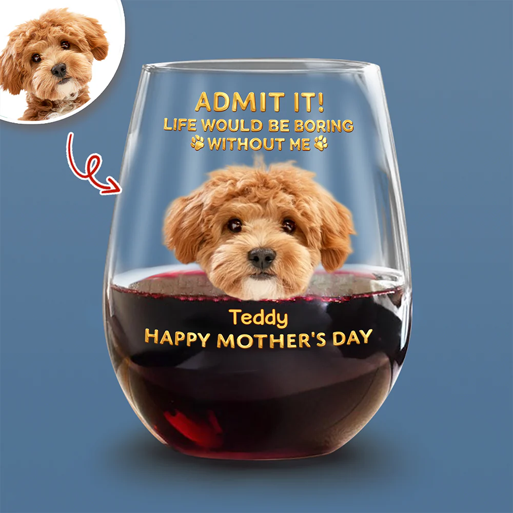 Custom Pet Photo Life Would Be Boring Without Me Photo Wine Glass HA75 920718 - Image 3