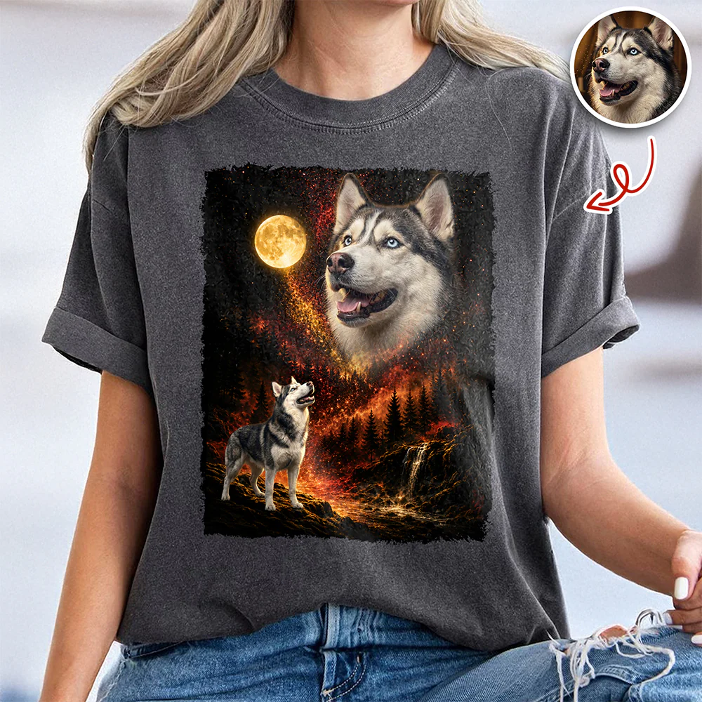 Custom Pet Photo Moon Comfort Shirt - Personalized Pet Lover Gift HO82 902934 - Image 2