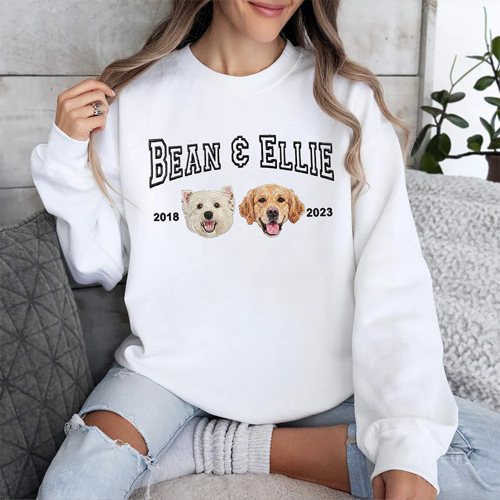 Custom Pet Portrait Embroidered Shirt – Personalized Gift for Dog Lovers, Pet Owners, Dog Moms LM32 899761