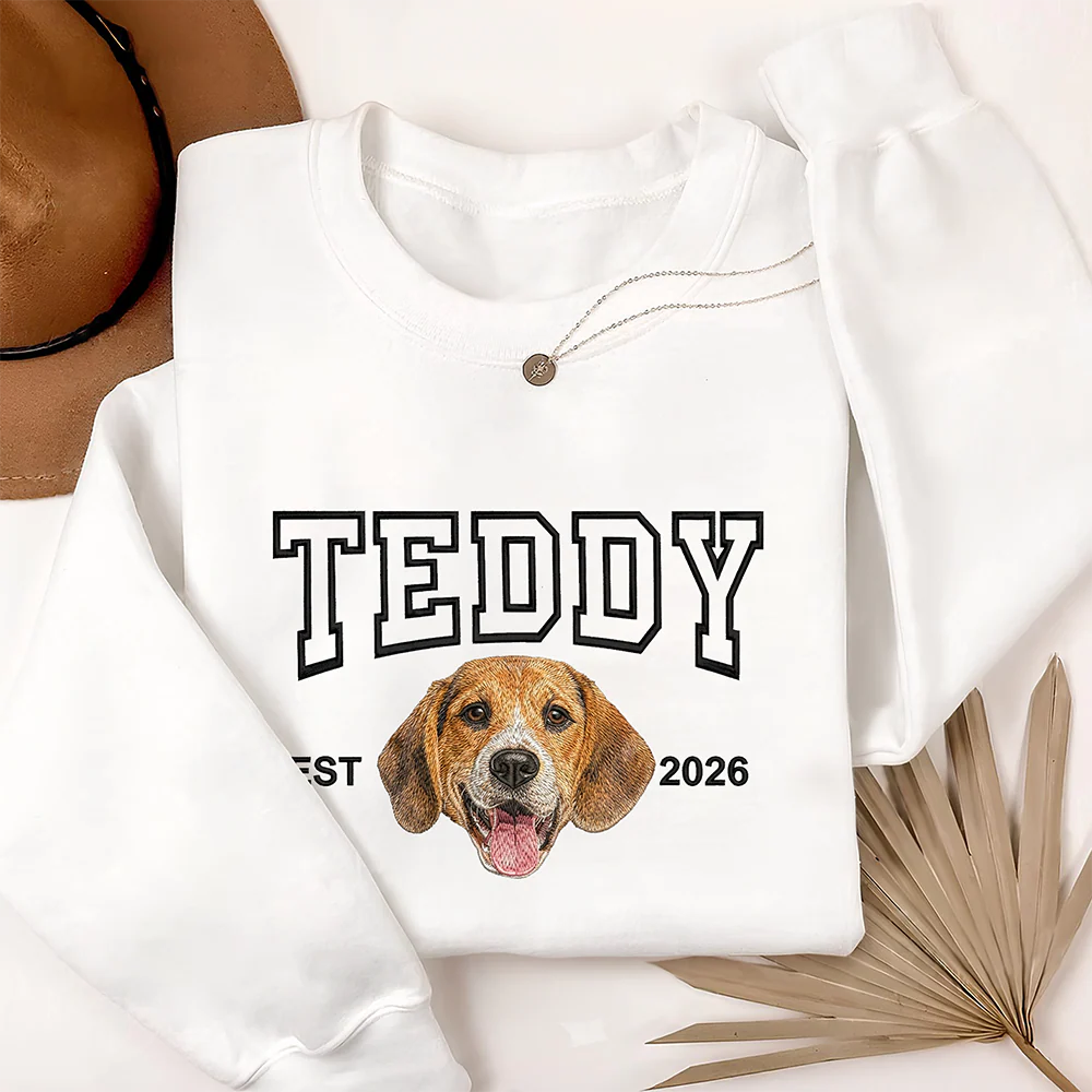 Custom Pet Portrait Embroidered Shirt – Personalized Gift for Dog Lovers, Pet Owners, Dog Moms LM32 899761 - Image 3