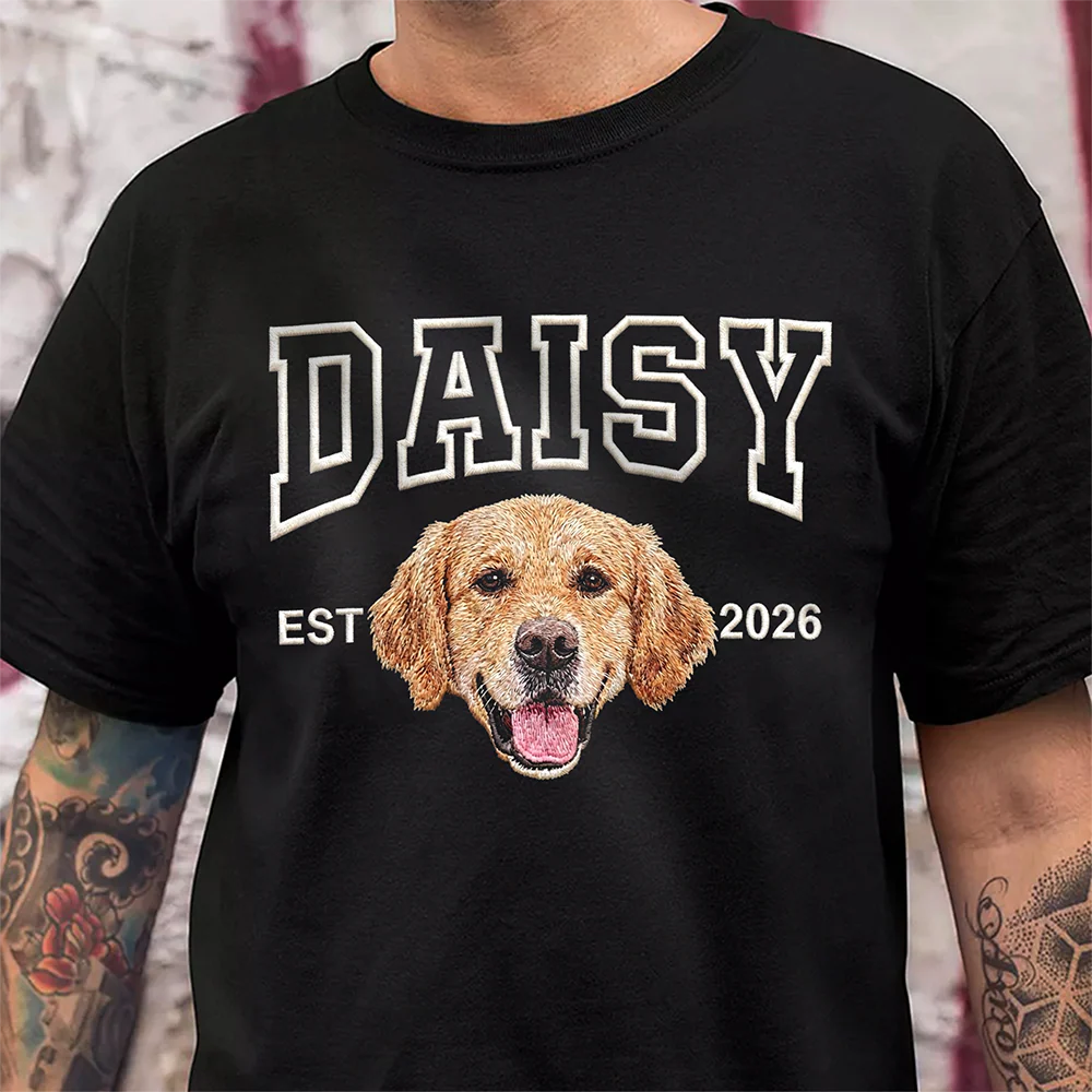 Custom Pet Portrait Embroidered Shirt – Personalized Gift for Dog Lovers, Pet Owners, Dog Moms LM32 899761 - Image 4