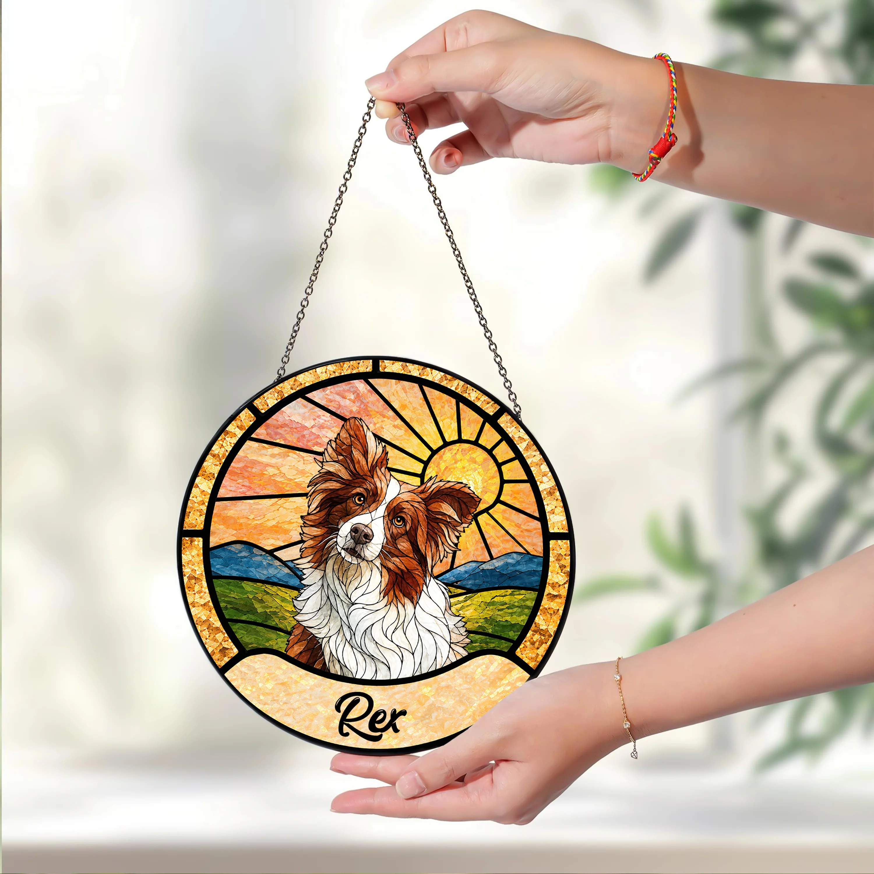 Custom Pet Portrait Stained Glass Suncatcher Window Hanging - Personalized Pet Lover Gift HO82 902962 - Image 5