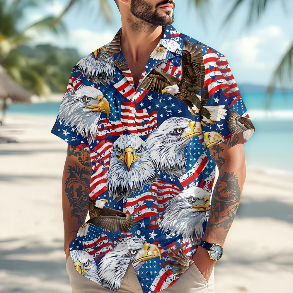 Custom Dog, Cat Photo American Eagle Flag Independence Hawaii Shirt LM32 897919 - Image 3