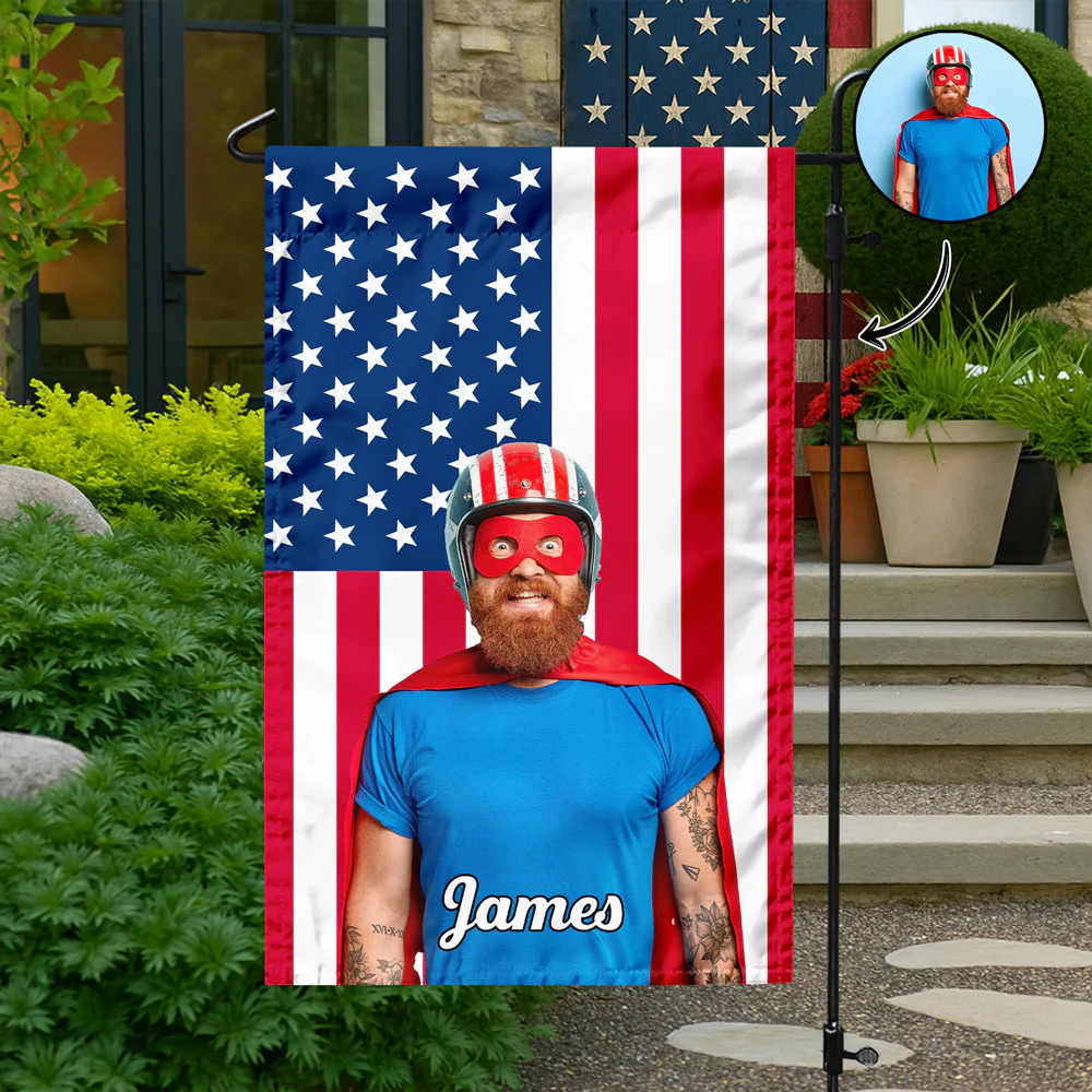 Custom Photo American Flag Garden Flag CH07 910380 - Image 2
