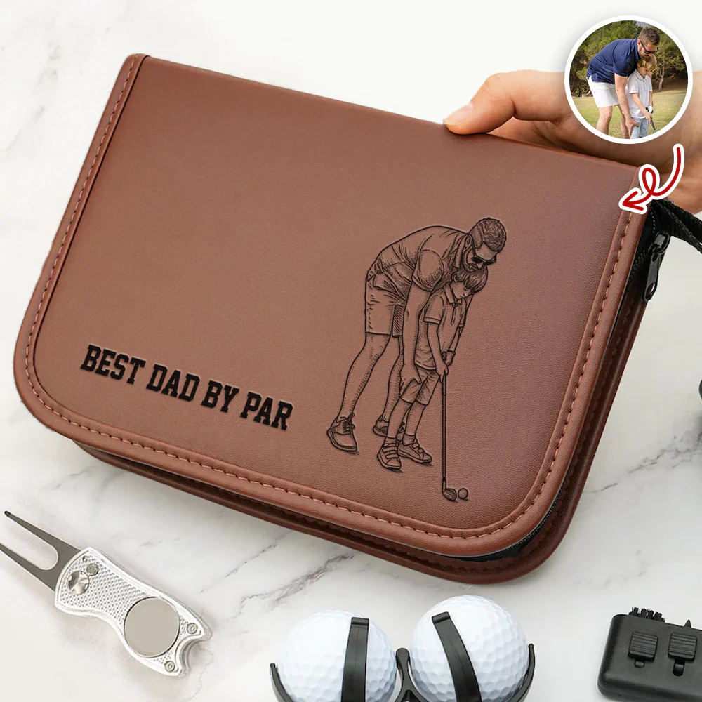 Custom Photo Best Dad By Par Sketch Line Art Golf Set - Personalized Gift For Dad TH10 169821 - Image 2