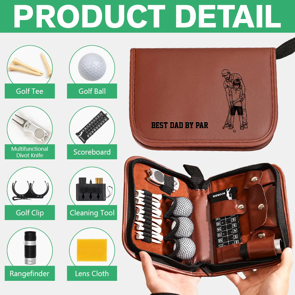 Custom Photo Best Dad By Par Sketch Line Art Golf Set - Personalized Gift For Dad TH10 169821 - Image 7