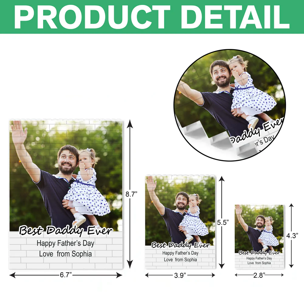Custom Photo Best Daddy Ever Building Brick Blocks, Father's Day Gift TH10 898847 - Image 7