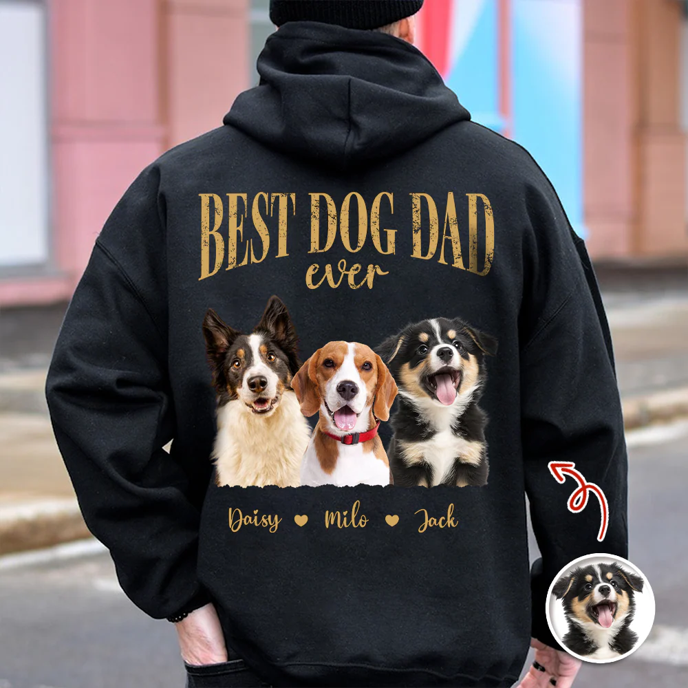 Custom Photo Best Dog Dad Ever Back Dark Shirt - Father’s Day Gift for Dog Owners CH07 911354 - Image 3