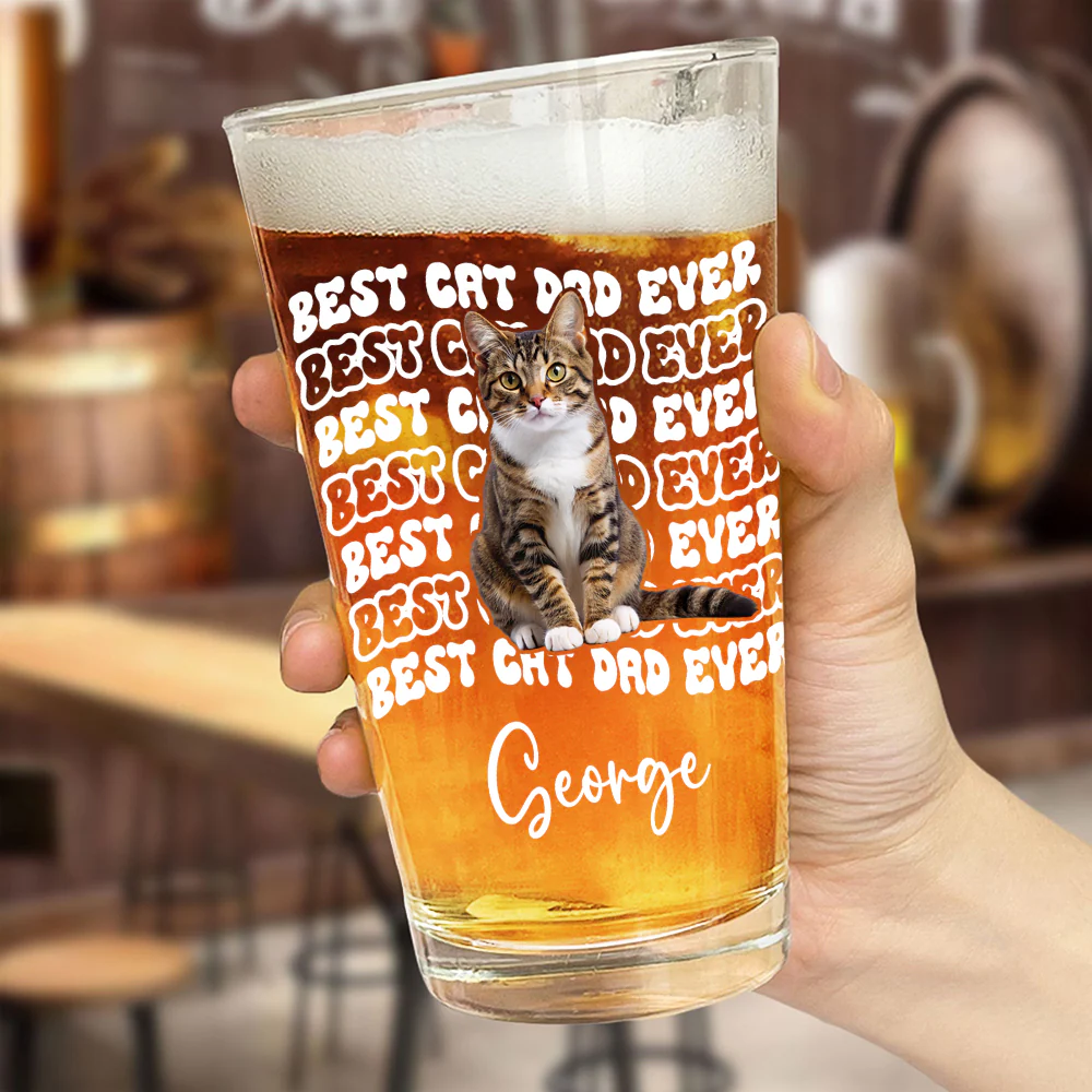 Custom Photo Best Dog Dad Ever Beer Glass - Father’s Day Gift for Dog & Cat Owners HA75 921370 - Image 5