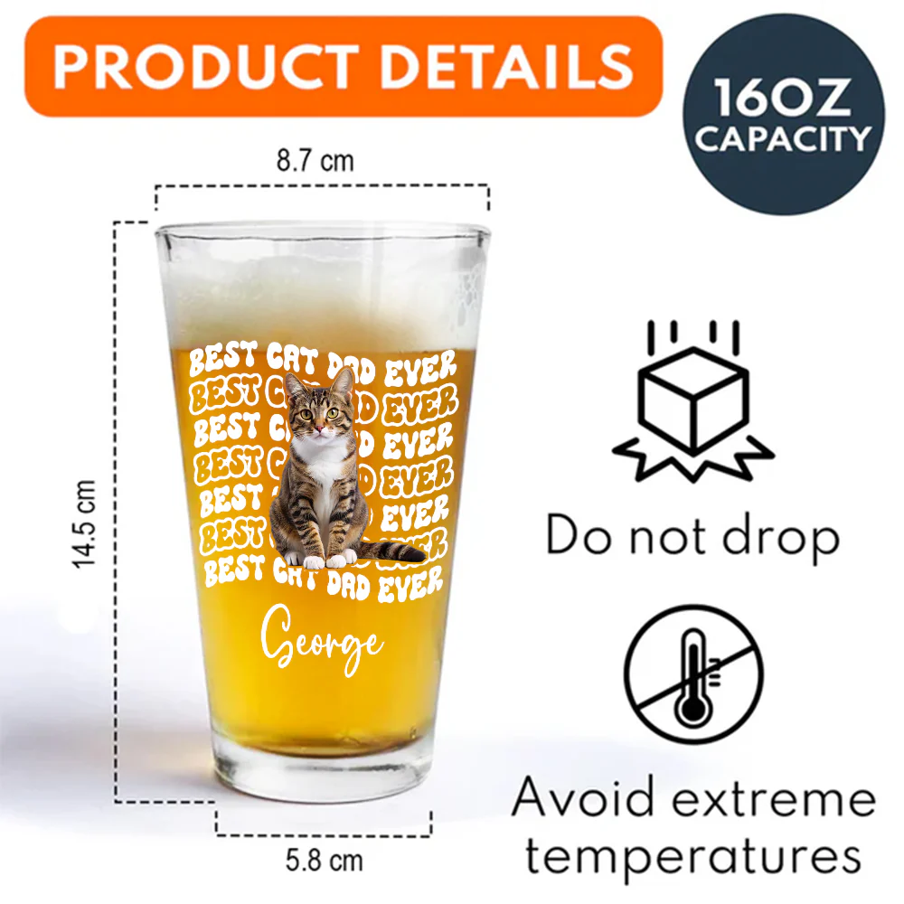 Custom Photo Best Dog Dad Ever Beer Glass - Father’s Day Gift for Dog & Cat Owners HA75 921370 - Image 8
