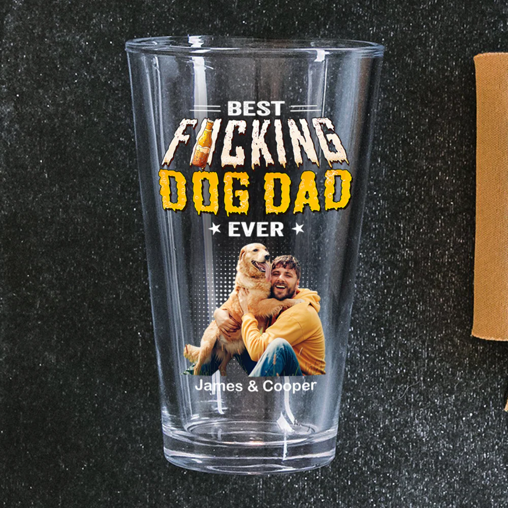 Custom Photo Best Dog Dad Ever Beer Glass - Gift for Father’s Day HO82 902512 - Image 4