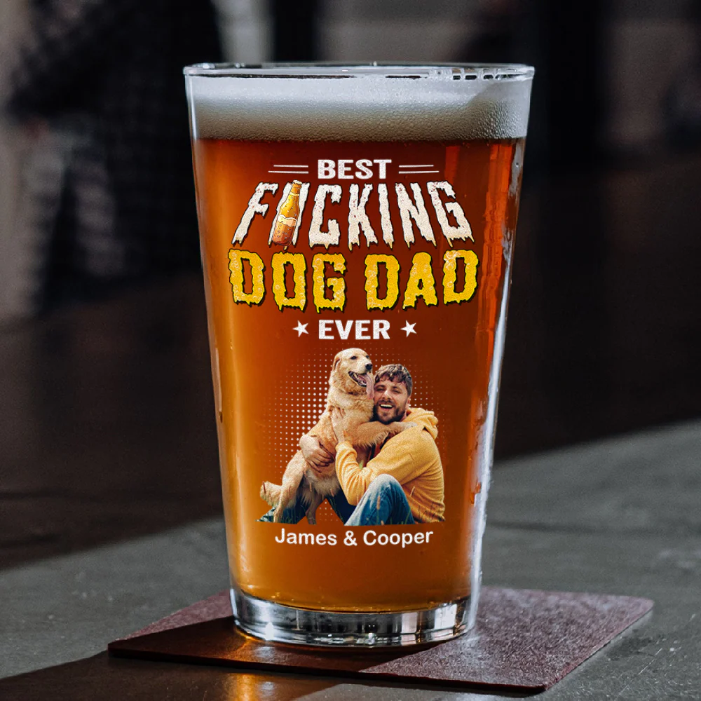 Custom Photo Best Dog Dad Ever Beer Glass - Gift for Father’s Day HO82 902512 - Image 5