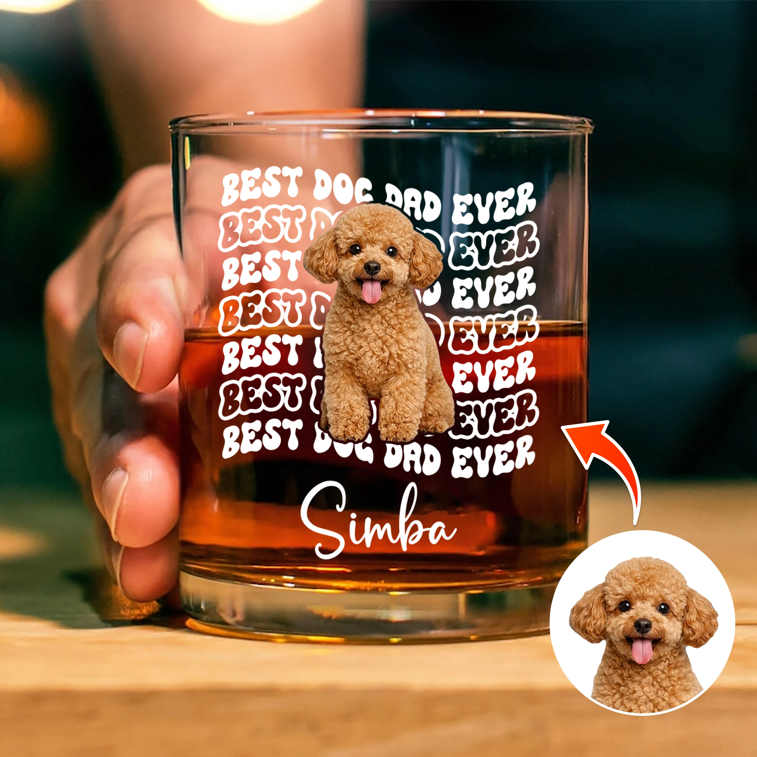 Custom Photo Best Dog Dad Ever Rock Glass - Father’s Day Gift for Dog & Cat Owners HA75 921374 - Image 2