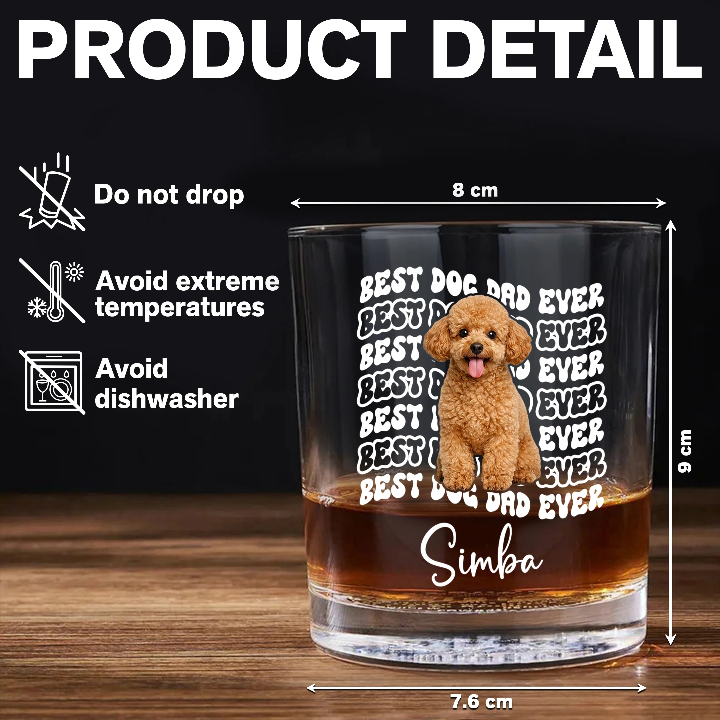 Custom Photo Best Dog Dad Ever Rock Glass - Father’s Day Gift for Dog & Cat Owners HA75 921374 - Image 7