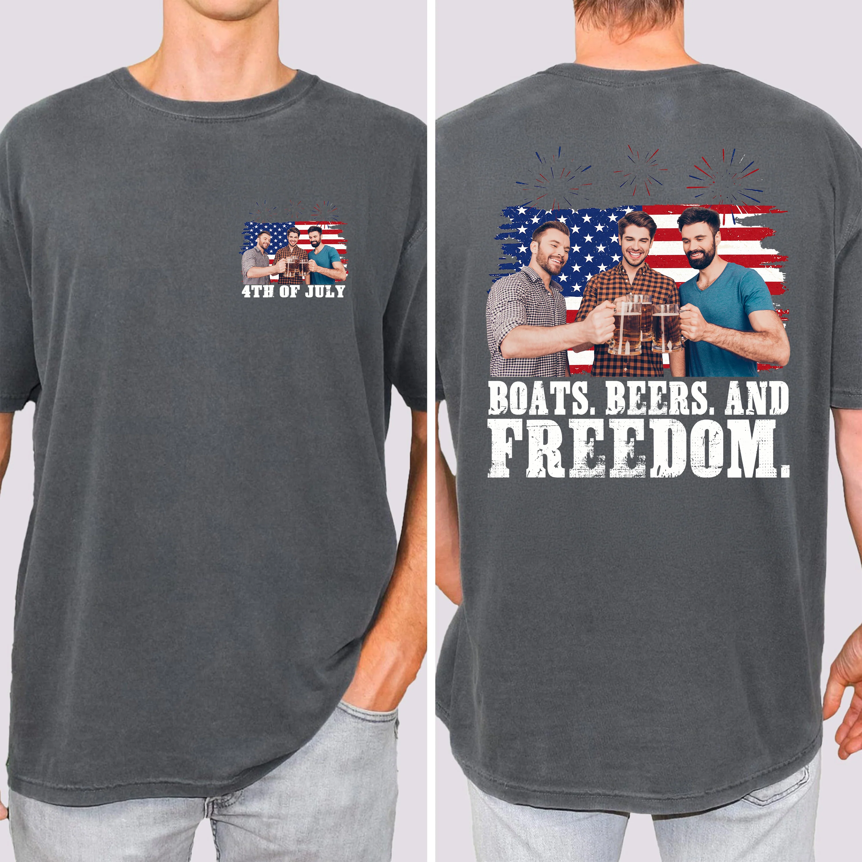 Custom Photo Boats, Hoes and Freedom 4th Of July America Flag Comfort Shirt TH10 170253 - Image 4