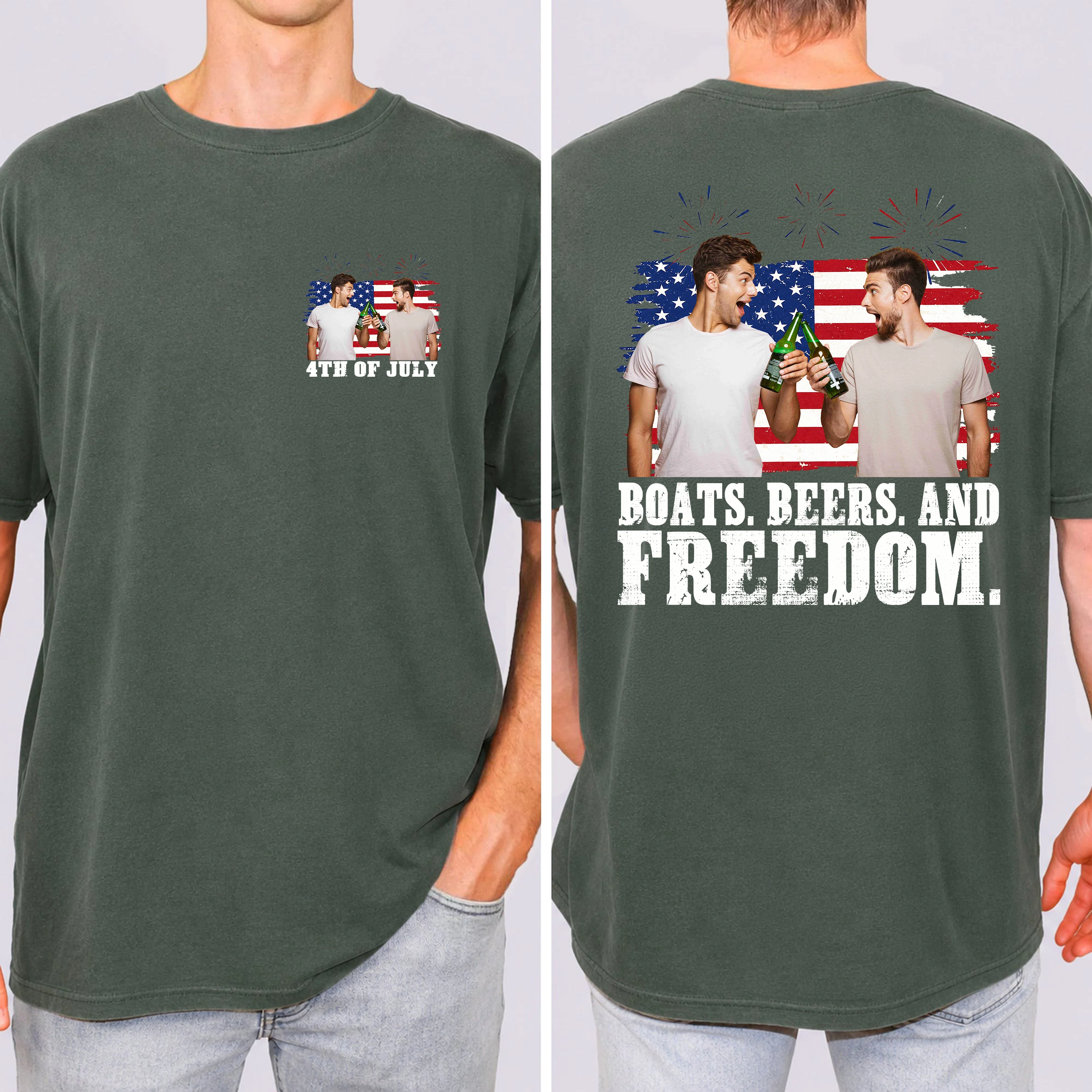 Custom Photo Boats, Hoes and Freedom 4th Of July America Flag Comfort Shirt TH10 170253 - Image 5