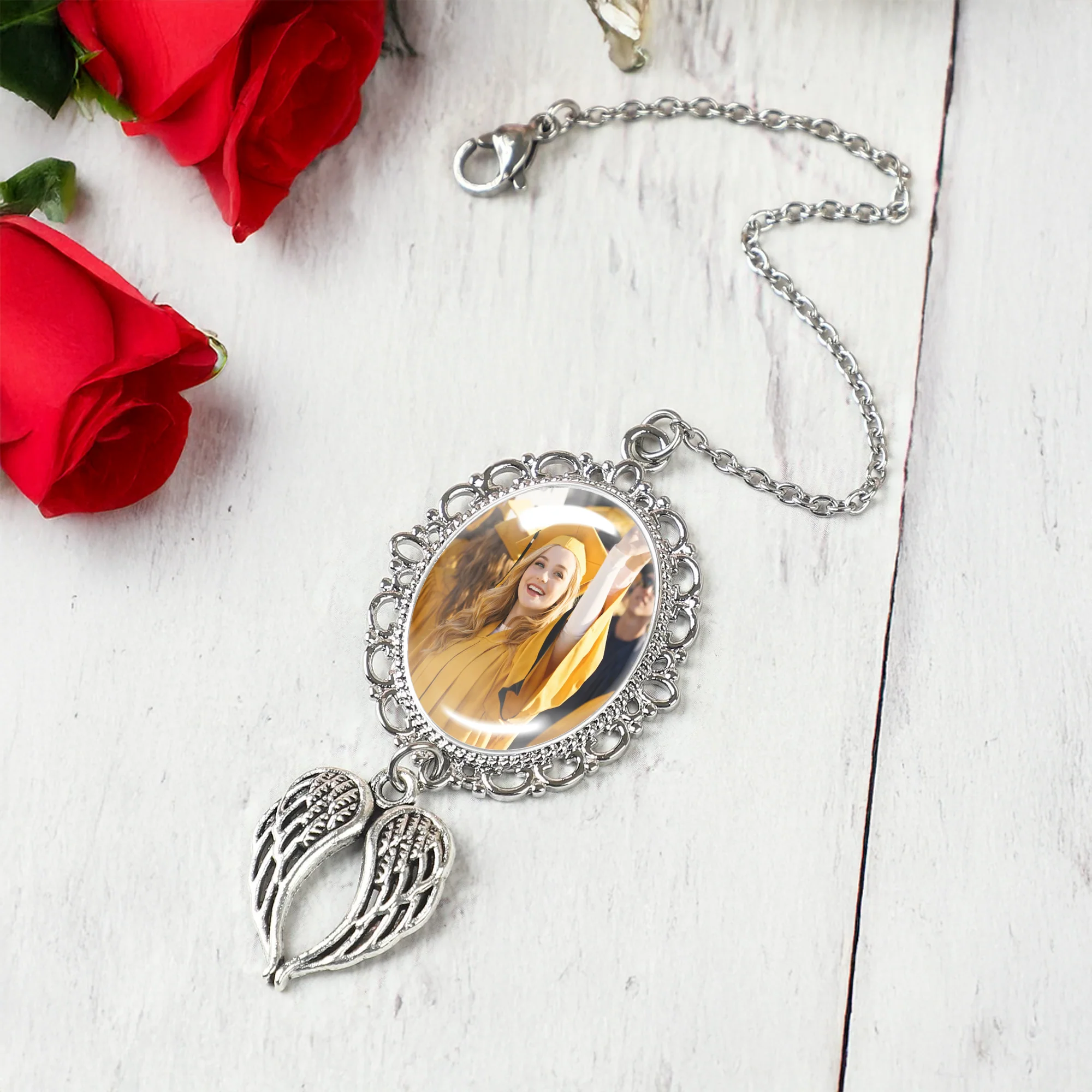 Custom Photo Charm With Angel Wings Graduation Tassel TH10 898969 - Image 2