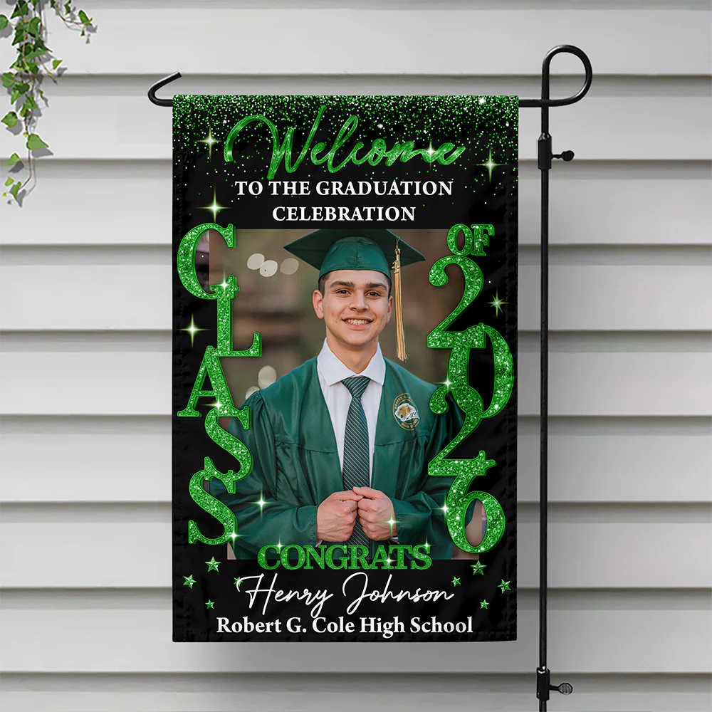 Custom Photo Class Of 2026 Glitter Graduation Garden Flag LM32 899359 - Image 5