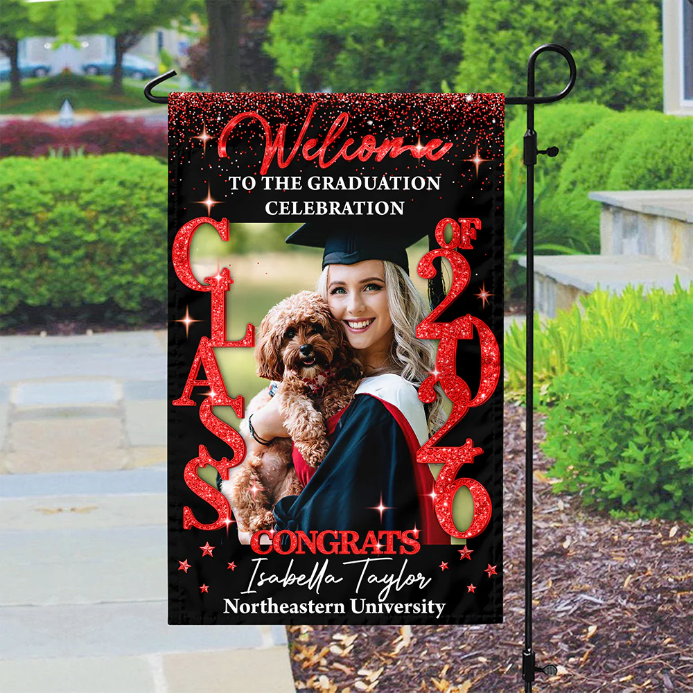 Custom Photo Class Of 2026 Glitter Graduation Garden Flag LM32 899359 - Image 8
