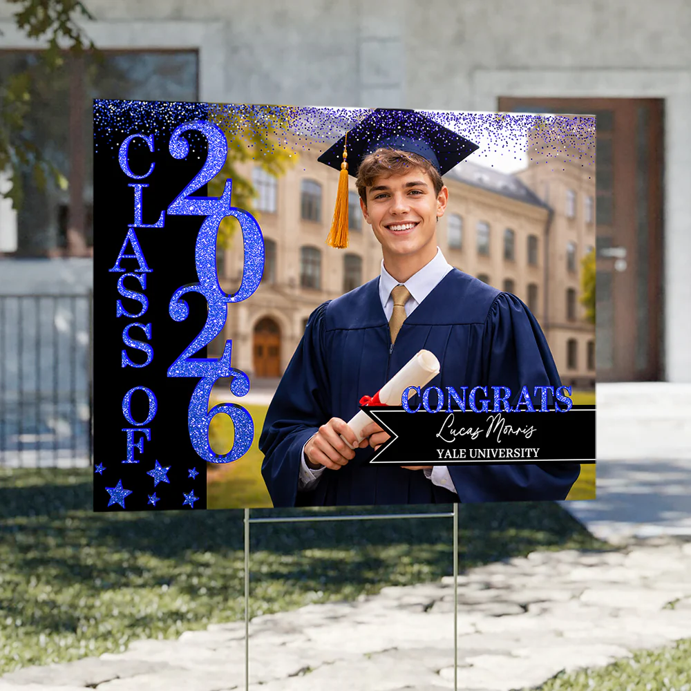 Custom Photo Class of 2026 Glitter Stars Graduation Yard Sign LM32 899361 - Image 5
