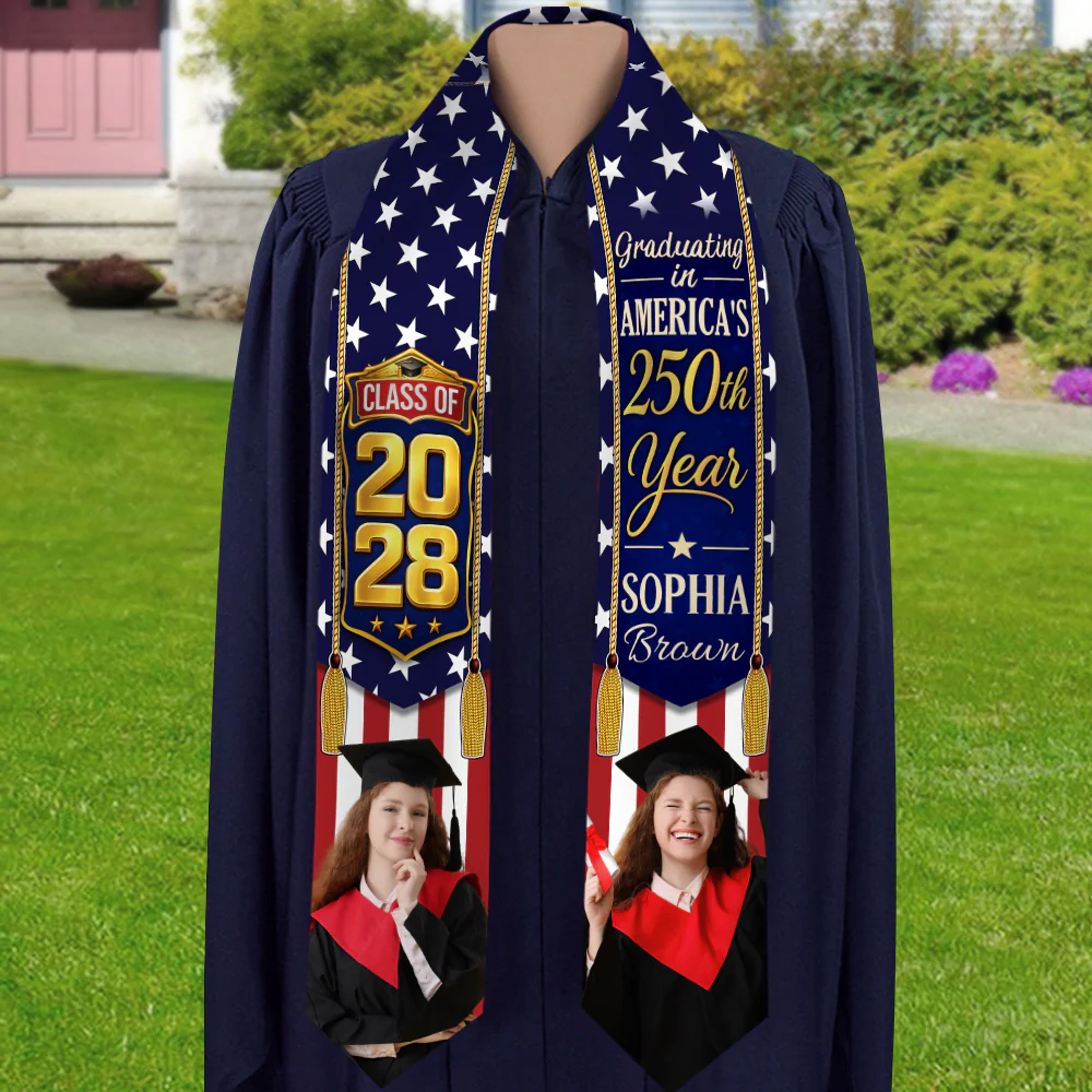 Custom Photo Class of 2026 Graduating in America’s 250th Year Patriotic Graduation Stole TH10 169199 - Image 10