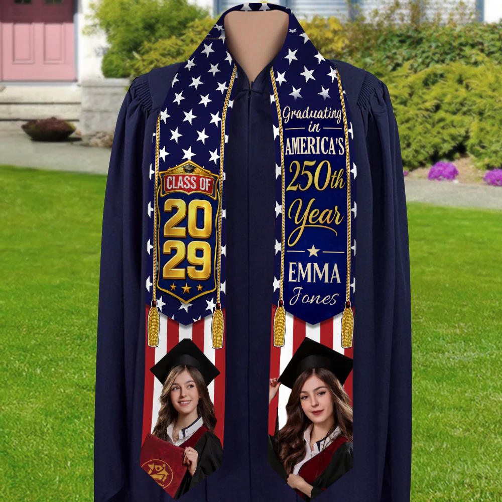 Custom Photo Class of 2026 Graduating in America’s 250th Year Patriotic Graduation Stole TH10 169199 - Image 11