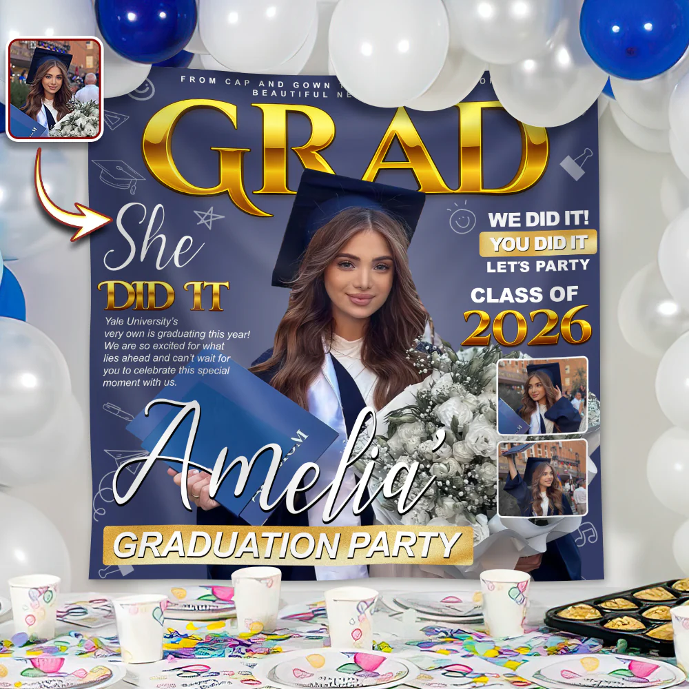 Custom Photo Class of 2026 Graduation Backdrop – Personalized Party Decoration LM32 899457 - Image 3