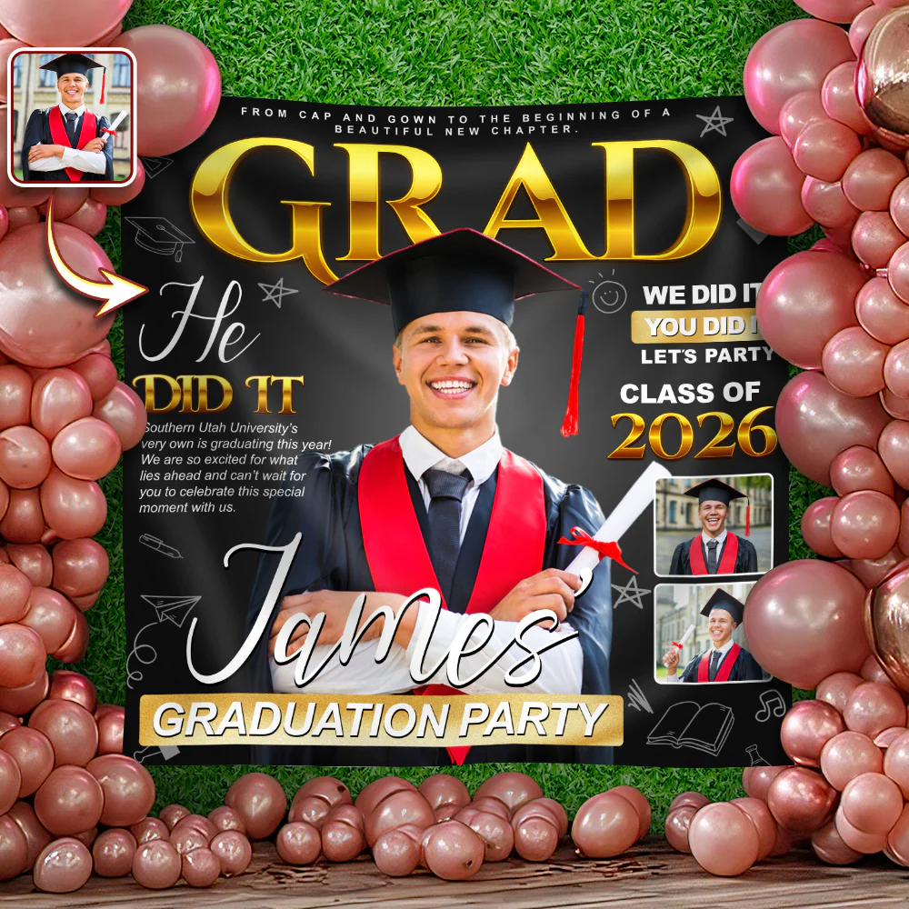 Custom Photo Class of 2026 Graduation Backdrop – Personalized Party Decoration LM32 899457 - Image 5