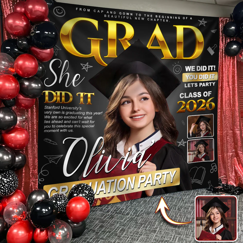 Custom Photo Class of 2026 Graduation Backdrop – Personalized Party Decoration LM32 899457 - Image 6
