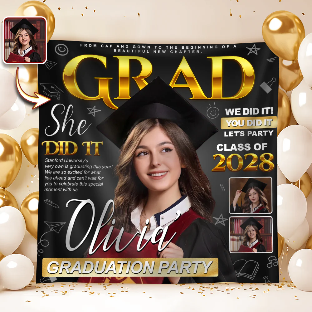 Custom Photo Class of 2026 Graduation Backdrop – Personalized Party Decoration LM32 899457 - Image 9