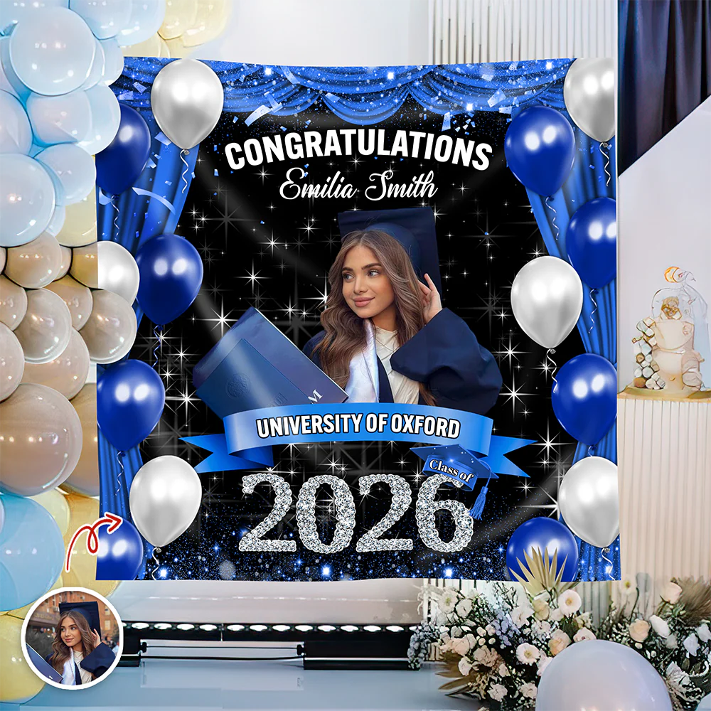Custom Photo Class of 2026 Graduation Balloons Backdrop, Personalized Party Decor HO82 901876 - Image 3