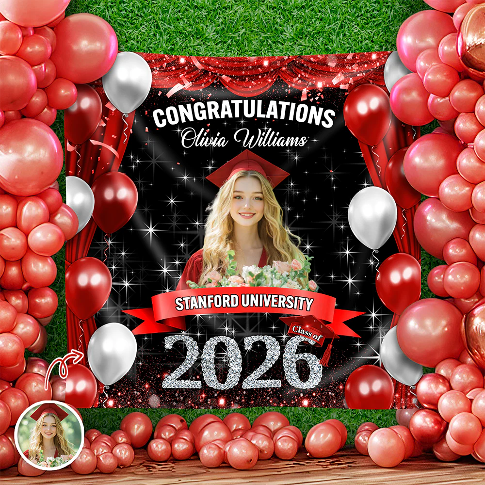 Custom Photo Class of 2026 Graduation Balloons Backdrop, Personalized Party Decor HO82 901876 - Image 4