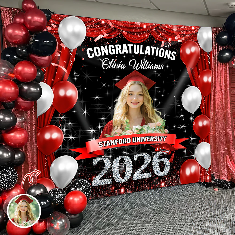 Custom Photo Class of 2026 Graduation Balloons Backdrop, Personalized Party Decor HO82 901876 - Image 7